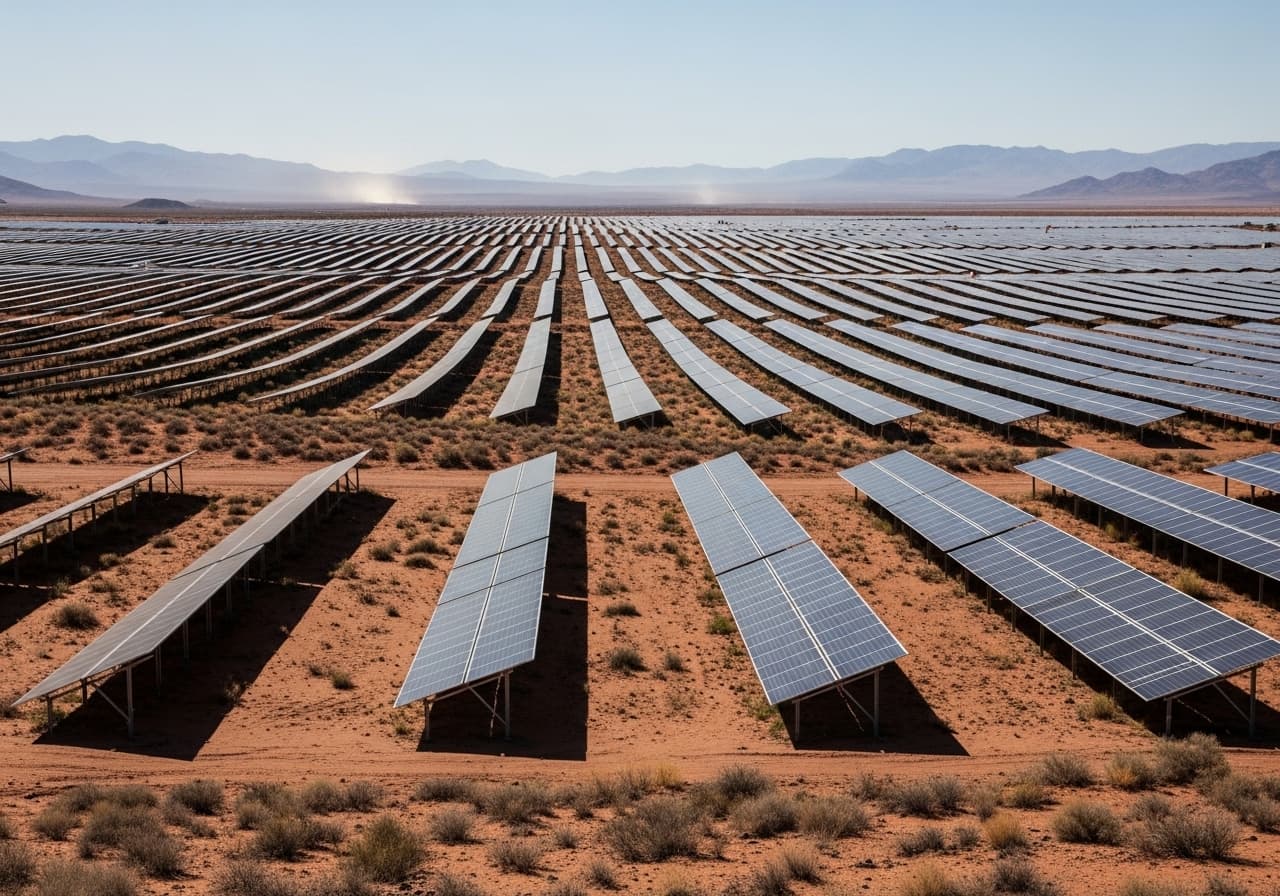 Solar panels and wind turbines
